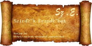Szirák Erzsébet névjegykártya